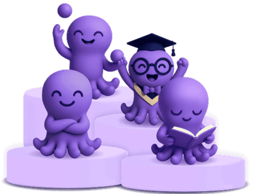 examflow mascot, Octo, representing different Leaving Cert study styles.